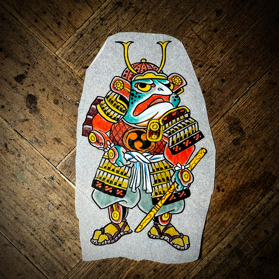 Crane-Tattoo-Piercing-Boutique-tattoo-sapo-samurai-diseño-disponible-ariel-perez-tatuador
